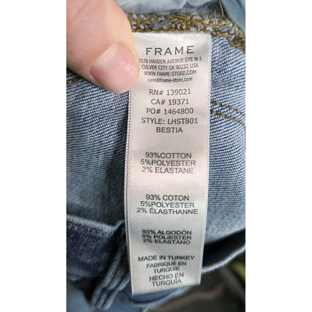 FRAME Le High Straight Jeans Women's 26 Bestia Wash High Rise Raw Hem Cropped - Picture 9 of 9